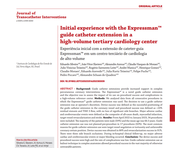 Initial experience with the Expressman™ guide catheter extension in a high-volume tertiary cardiology center